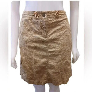 Woolrich Vintage Tan Floral  Adjustable Mid Length Cargo Skirt Size 12